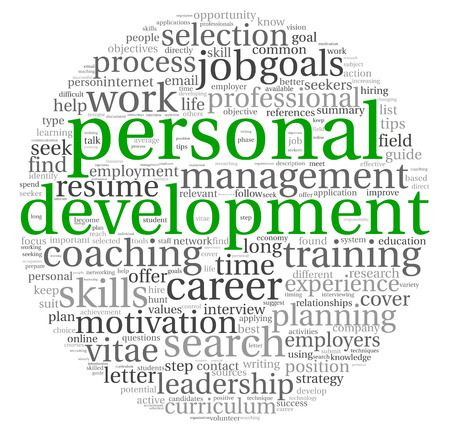 Personal development and career concept in word tag cloud on whiteの写真素材