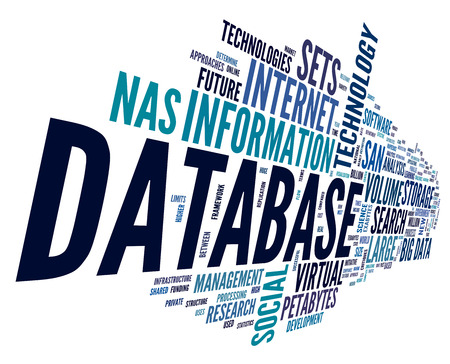 Database concept in word tag cloud on white backgroundの写真素材