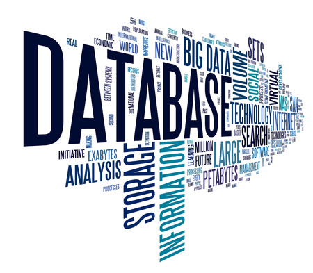 Database concept in word tag cloud on white backgroundの写真素材