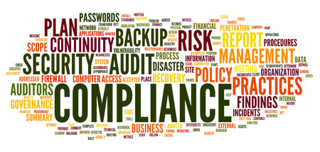 Compliance and audit in word tag cloud on whiteの写真素材