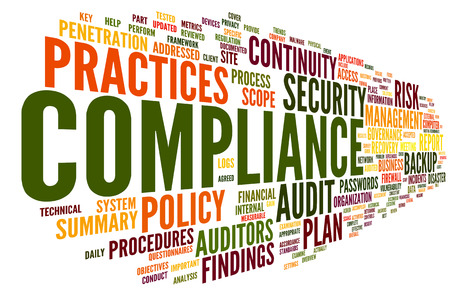 Compliance and audit in word tag cloud on white Compliance and audit in word tag cloud on white