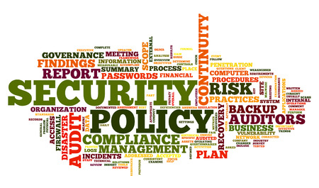 Security policy  in word tag cloud on whiteの写真素材