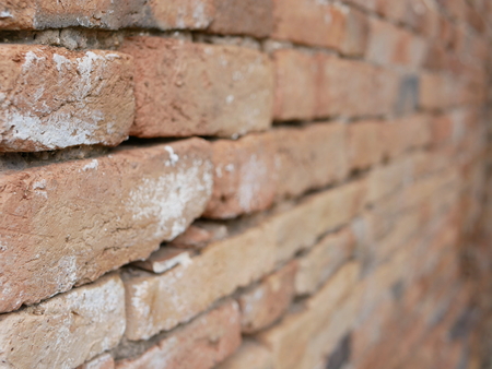 Selective focus of old brick wallの写真素材