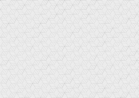 White geometric box papercut background, grey abstract mixed 3d design pattern tiles, repeated contemporary modern shape origami style illustrationの写真素材