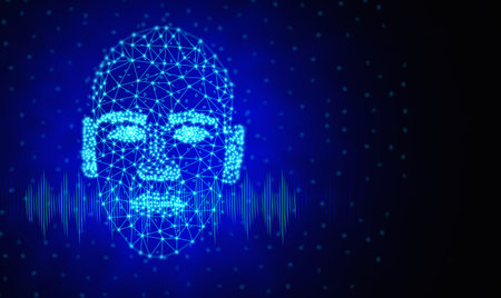 AI speaks and imitates the human voice, text-to-speech or TTS, speech synthesis applications, generative Artificial Intelligence, and futuristic technology in language and communication.の写真素材