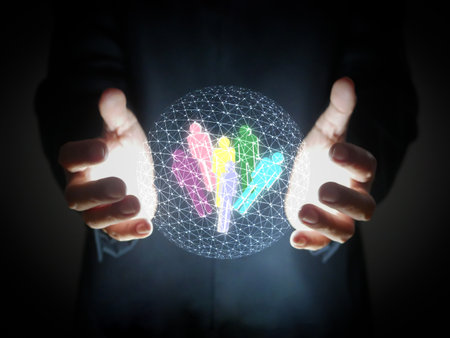 Human resources, HR and HRM. Staff, personnel, employee, team, or customer care, are in good hands for an employment agency, business, organization, insurance industry, and marketing segmentation.の写真素材
