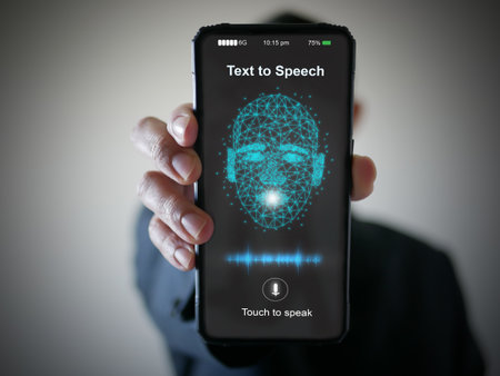 AI speaks and imitates the human voice, text-to-speech or TTS, speech synthesis applications, generative Artificial Intelligence, and futuristic technology in language and communication.の写真素材