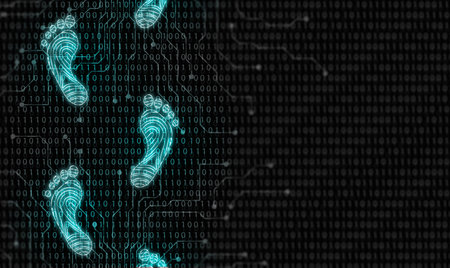 Digital footprint or shadow concept. All traceable activities on the internet or digital devices. The body of data that an individual creates through their actions online.の写真素材