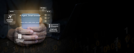 Mobile AI assistant browser where artificial intelligence automates user actions such as online...