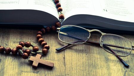 Bible book rosary cross pointsの写真素材