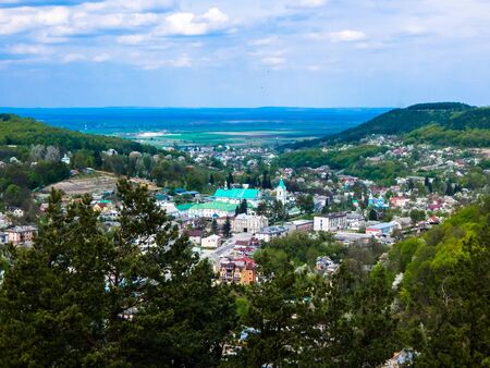 city ??view with mountains Europe Ukraine landscapeの写真素材
