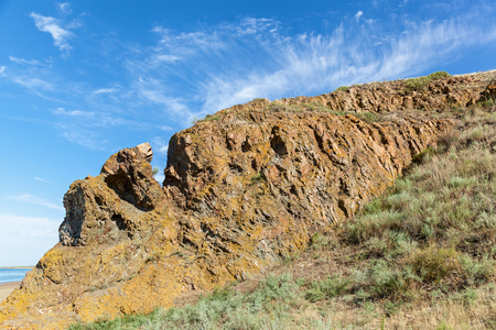 Mountain landscape.Beautiful mountain landscape against brilliant blue sky.の写真素材
