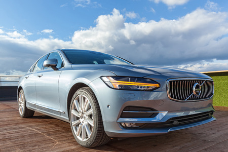 KYIV, UKRAINE of November, 14 Presentation of new car Volvo S90 in the Official representative office in Ukraine. A new model of Volvo S90 is in a salon.のeditorial素材