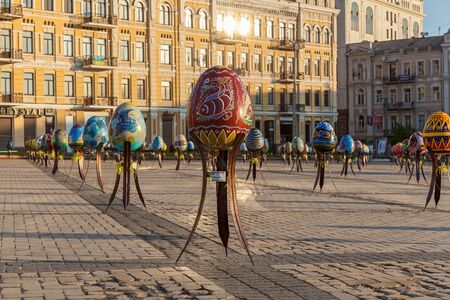 Kyiv, Ukraine, Sophia Square, 2 of May 2016. Painted Easter eggs on the Ukrainian festival in Kyivのeditorial素材