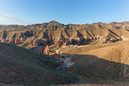 In Charyn Canyon large stones and rocks of various shapes, visit to Kazakhstan, sights of...