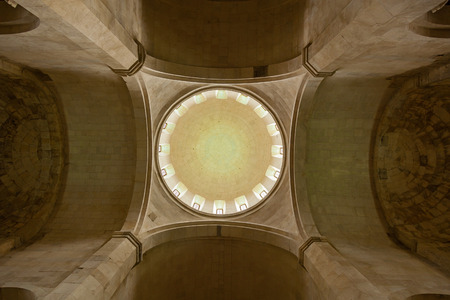 view from the interior of the dome in the old Gelati temple in Kutaisi Georgia