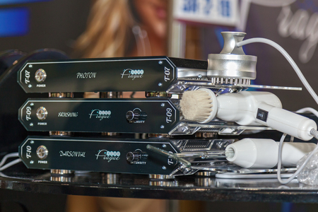 Ukraine Kiev 22 September 2017: professional make-up equipment on Intercharm Ukraine on September 22, 2017 in Kievのeditorial素材