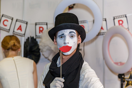 Ukraine Kiev 22 September 2017: painted animator at the exhibition on Intercharm Ukraine on September 22, 2017 in Kievのeditorial素材