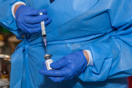 Ukraine Kiev 22 September 2017: lifting of threads. Procedure of face lifting surgeryのeditorial素材