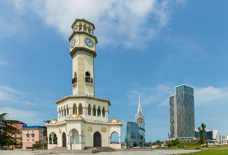 Batumi Georgia 11 July 2017: Georgian grape vodka, chacha, pours from the fountain Batumi, Georgia. Chacha Fountain tower.のeditorial素材