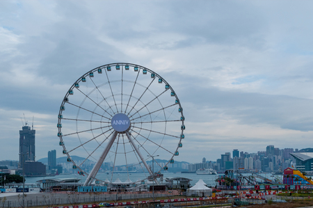 Hong Kong January 29, 2016: There is big ferris wheel on Hong Kongのeditorial素材