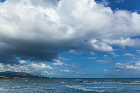 blue sky with clouds and rain clouds before the storm coming. Before thunder storm comingの写真素材