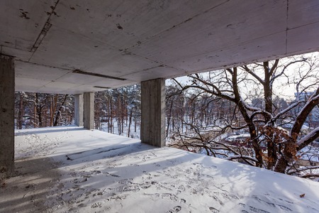 Design of reinforcement frame reinforcement for concrete frame house, brick house, formwork for concreting, construction site, construction of housesの写真素材