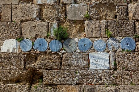 Texture of stone walls, old stones. Background of old stone wallの写真素材