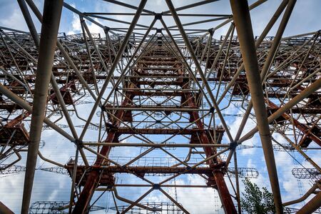 Former Duga military radar system in the Chernobyl Exclusion Zone, Ukraineの写真素材