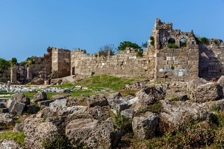 Ruins of ancient city in Side. Old ruins of the city of Side Turkeyの写真素材
