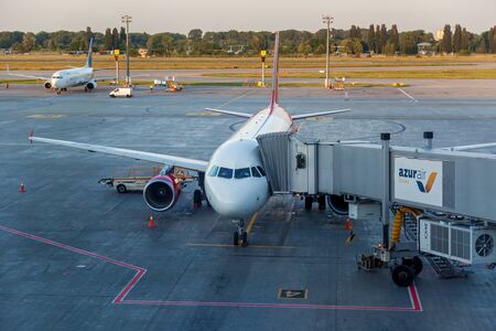 Borispol, Ukraine June 11, 2019: Borispol airport preparing the aircraft for takeoff