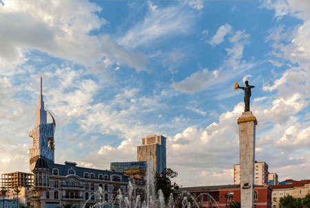 Batumi Georgia June 18, 2017: City landscape with beautiful architecture. Europe Square in Batumi .. Modern buildings and tourism development in Batumi, Georgia.のeditorial素材