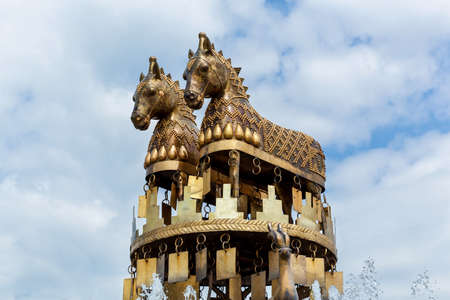 Tbilisi Georgia June 23, 2017: Colchis Fountain in the central square of Kutaisi, Georgia, Europe.のeditorial素材