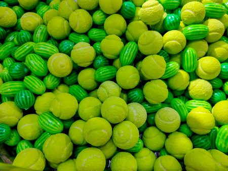 Background from multicolored chewing candies of different formsの写真素材