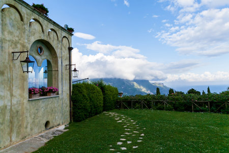Architecture, landscapes, sculptures and plants at Vile Cimbrone in Ravello, Italy.の写真素材