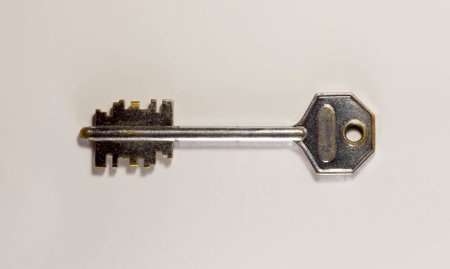 Old key. Bronze and steel.の写真素材