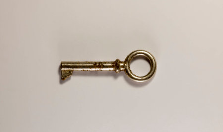 Old furniture key. rusty and steel.の写真素材