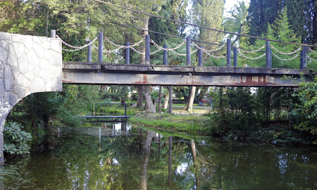 Stone old bridge in Abkhaziaの写真素材