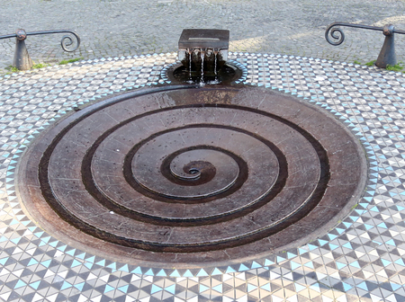 Fountain in the form of a spiralの写真素材