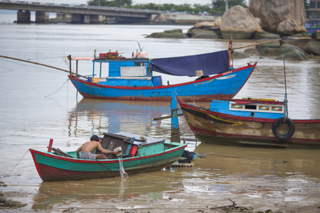Tourist Junks and Floating village in Halong Bay,の写真素材