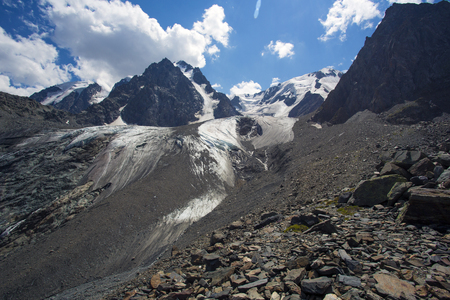 glacier. Hike along the ridge at an altitude of 2700 km.の写真素材