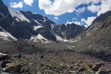 glacier. Hike along the ridge at an altitude of 2700 km.の写真素材