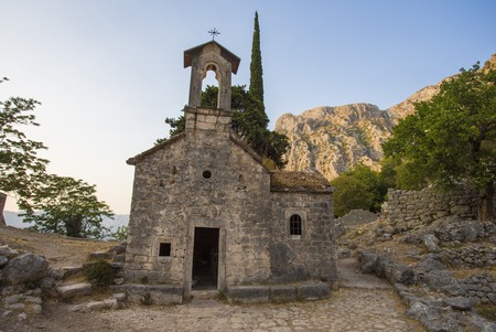 old destroyed church in Montenegro. Mountains and nature.の写真素材