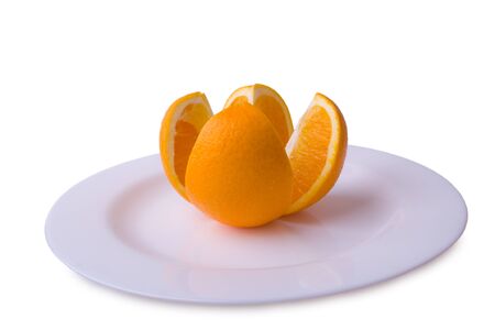 orange on the plateの写真素材