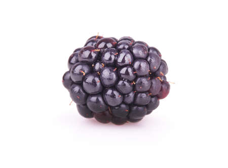 ripe blackberry on a white backgroundの写真素材