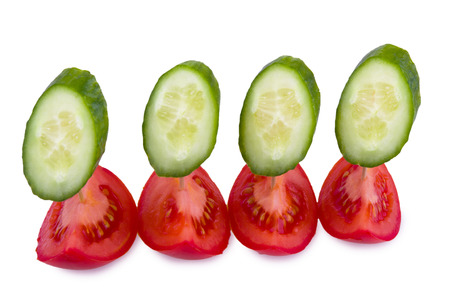 sliced tomato cucumberの写真素材