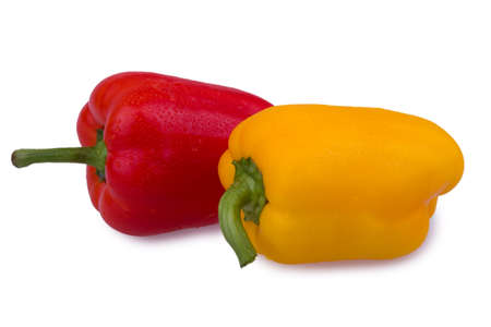 red and orange peppersの写真素材