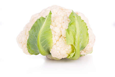 fresh cauliflower on white backgroundの写真素材