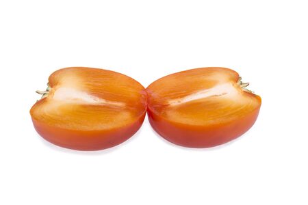 ripe persimmon cutの写真素材