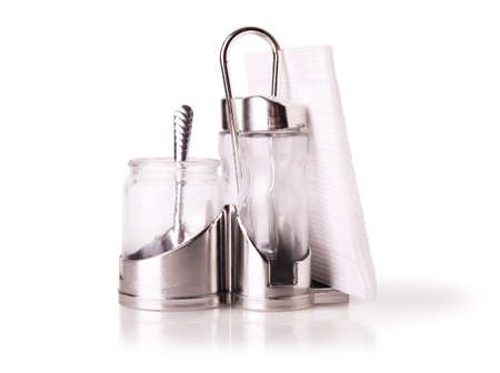 cutlery for spices on white backgroundの写真素材